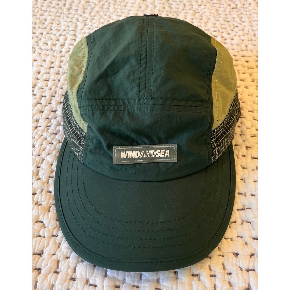 Mens Wind and Sea Hat Five panel olive green grid pattern japan jdm